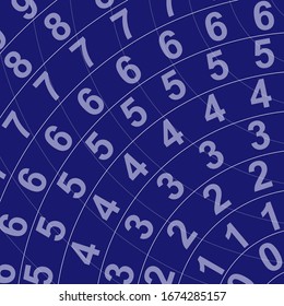 Circle sector consisting of numbers isolated on blue background. Vector