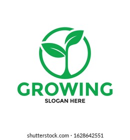 Circle Seed Logo Concept, Leaf nature go green logo and symbol vector