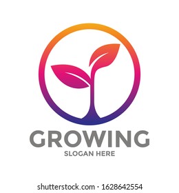 Circle Seed Logo Concept, Leaf nature go green logo and symbol vector