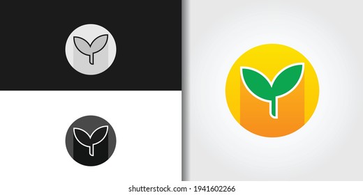 plantilla de conjunto de logotipos de plantas de semilla circular