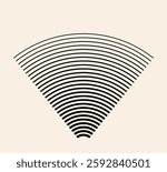 Circle segment as fan shape. Arc black lines vector as radar signal. Design element for logo, web pages, prints, posters, template.