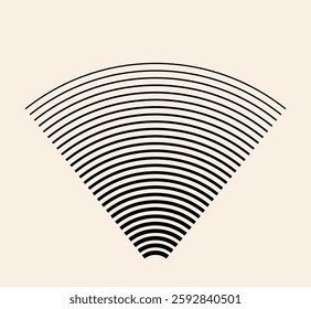 Circle segment as fan shape. Arc black lines vector as radar signal. Design element for logo, web pages, prints, posters, template.