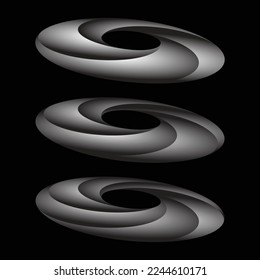 Circle with segments and gradients. Logo or icon for any project. Pespective view.