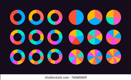 Circle Segments Set Vector  Chart Pie Wheel 