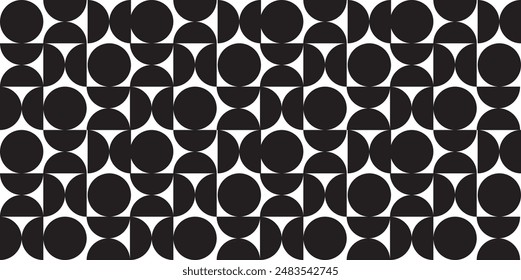 Fondo geométrico de círculo y semicírculo. Círculo sin patrón. Ilustración vectorial de patrón