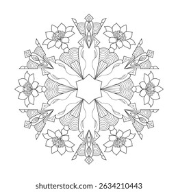 Circle Serenity Mandala template Coloring Book Page. Easy Mandala Coloring Book Pages for Adults to Relax, Experiences Give Relief. Resizeable Vector File