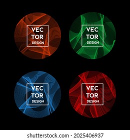 Circle shape with abstract line pattern design element vector set