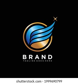 Circle shape abstract logo for business company isolated on black background