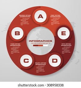 Circle shape banners template/graphic or website layout. 5 steps. Vector.