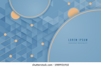 Circle form-Formen blau und gold, Linien mit Dreieck-Form Muster abstrakte Hintergrund. Vektorgrafik.