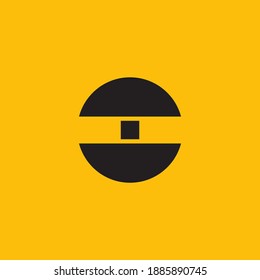 circle shape with a box in the center. abstract shape for logo company