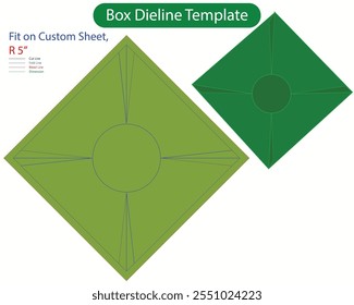 Circle Shape Box R 5 inch Dieline Template. Design Editable Vectoe File