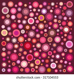 circle shape collection in many pink orange over deep red
