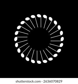 Circle Shape Created by Musical Notation Icon Symbol, can use for Logo, Pictogram, Emblem, Musical Illustration, Decoration, Ornate, Cover, Framework or Graphic Design Element. Vector