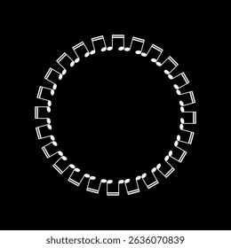 Circle Shape Created by Musical Notation Icon Symbol, can use for Logo, Pictogram, Emblem, Musical Illustration, Decoration, Ornate, Cover, Framework or Graphic Design Element. Vector