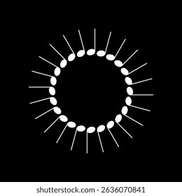 Circle Shape Created by Musical Notation Icon Symbol, can use for Logo, Pictogram, Emblem, Musical Illustration, Decoration, Ornate, Cover, Framework or Graphic Design Element. Vector