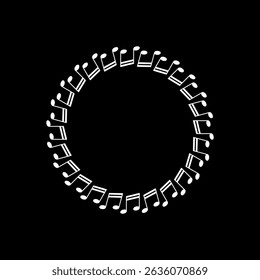 Circle Shape Created by Musical Notation Icon Symbol, can use for Logo, Pictogram, Emblem, Musical Illustration, Decoration, Ornate, Cover, Framework or Graphic Design Element. Vector