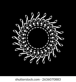 Forma de Círculo Criado por Símbolo de Ícone de Notação Musical, pode ser usado para Logotipo, Pictograma, Emblema, Ilustração Musical, Decoração, Ornata, Capa, Framework ou Elemento de Design Gráfico. Vetor