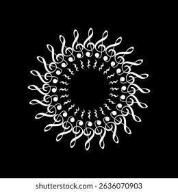 Circle Shape Erstellt von Musical Notation Symbol Symbol, kann für Logo, Piktogramm, Emblem, Musical Illustration, Dekoration, Ornate, Cover, Rahmen oder Grafik-Design-Element verwenden. Vektorgrafik