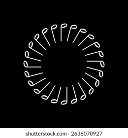 Circle Shape Created by Musical Notation Icon Symbol, can use for Logo, Pictogram, Emblem, Musical Illustration, Decoration, Ornate, Cover, Framework or Graphic Design Element. Vector