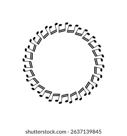 Circle Shape Created by Musical Notation Icon Symbol, can use for Logo, Pictogram, Emblem, Musical Illustration, Decoration, Ornate, Cover, Framework or Graphic Design Element. Vector