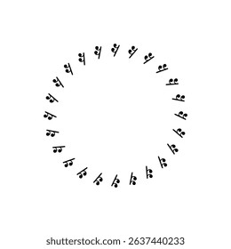 Circle Shape Created by Musical Notation Icon Symbol, can use for Logo, Pictogram, Emblem, Musical Illustration, Decoration, Ornate, Cover, Framework or Graphic Design Element. Vector