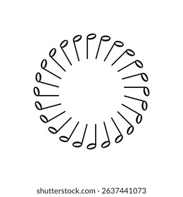 Circle Shape Created by Musical Notation Icon Symbol, can use for Logo, Pictogram, Emblem, Musical Illustration, Decoration, Ornate, Cover, Framework or Graphic Design Element. Vector
