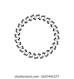 Circle Shape Created by Musical Notation Icon Symbol, can use for Logo, Pictogram, Emblem, Musical Illustration, Decoration, Ornate, Cover, Framework or Graphic Design Element. Vector
