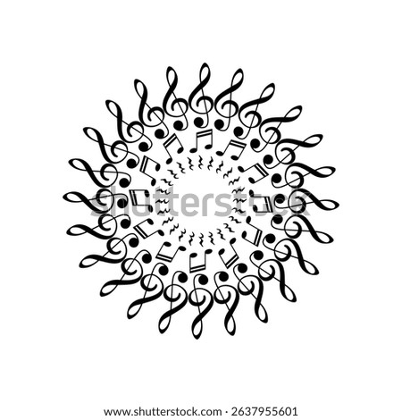 Circle Shape Created by Musical Notation Icon Symbol, can use for Logo, Pictogram, Emblem, Musical Illustration, Decoration, Ornate, Cover, Framework or Graphic Design Element. Vector