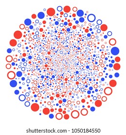 Circle Shape curl burst. Element cycle organized from scattered circle shape symbols. Vector illustration style is flat iconic symbols.