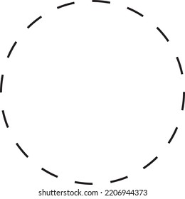Circle shape dashed icon vector geometry symbol for creative graphic design element in a flat color pictogram illustration