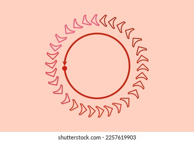 Circle shape design with arrow tips. Red gradient color combination.