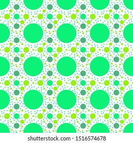 Circle Shape Dot Seamless Pattern White Background Green Theme Color Tone