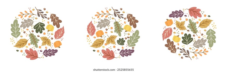 circle shape dried leave pattern decoration set