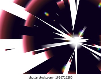 Circle shape explode and shattered with rgb rainbow flare effect, abstract vintage feel technology concept design background