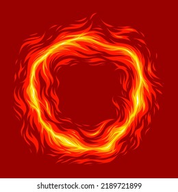 Circle shape of fire. Flame element illustration. Fire frame cartoon. Fit for poster, ornament, background illustration. Vector eps 10