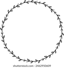 Forma de círculo Flower wreath frame hoja Vector floral borde marcos de imagen Rama laurel silueta botánica negro Elementos decoración 