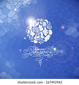 Circle shape of flowers on a blue background