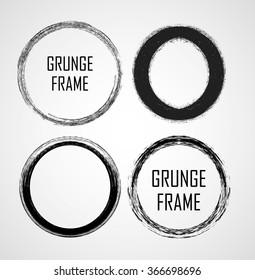 Circle Shape Frames Collection. Grunge Rounded Brush Stroke. Grunge elements. Vector Illustration. 