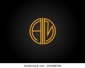 AM Circle Shape golden yellow Letter logo Design