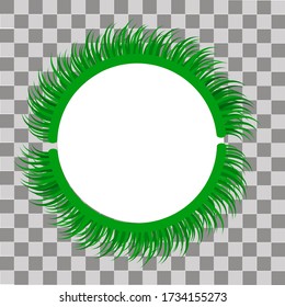 Circle   shape grass frame with copy-space. Green grass frame isolated  with place for text. Vector