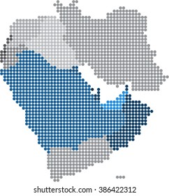 Circle Shape Of Gulf Countries And Nearby Countries Map. Vector Illustration