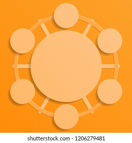Circle shape illustration made from cardboard, circle arround. papercut style, eps 10