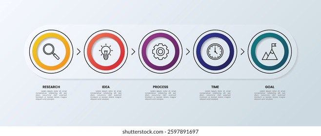 Circle shape infographic with business icons 5 steps or options