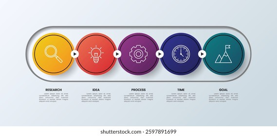 Circle shape infographic with business icons 5 steps or options