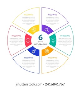 Plantilla de gráfico de infografía de forma circular con 6 opciones.