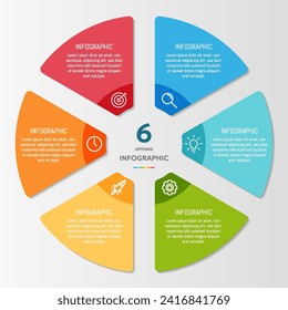 Circle shape infographic chart template with 6 options.