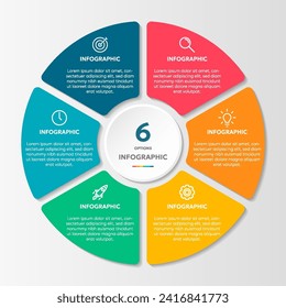 Circle shape infographic chart template with 6 options.