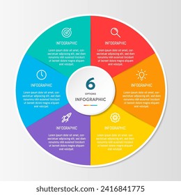 Plantilla de gráfico de infografía de forma circular con 6 opciones.