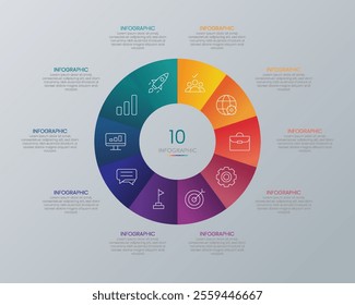 Circle shape infographic chart template with 10 options.